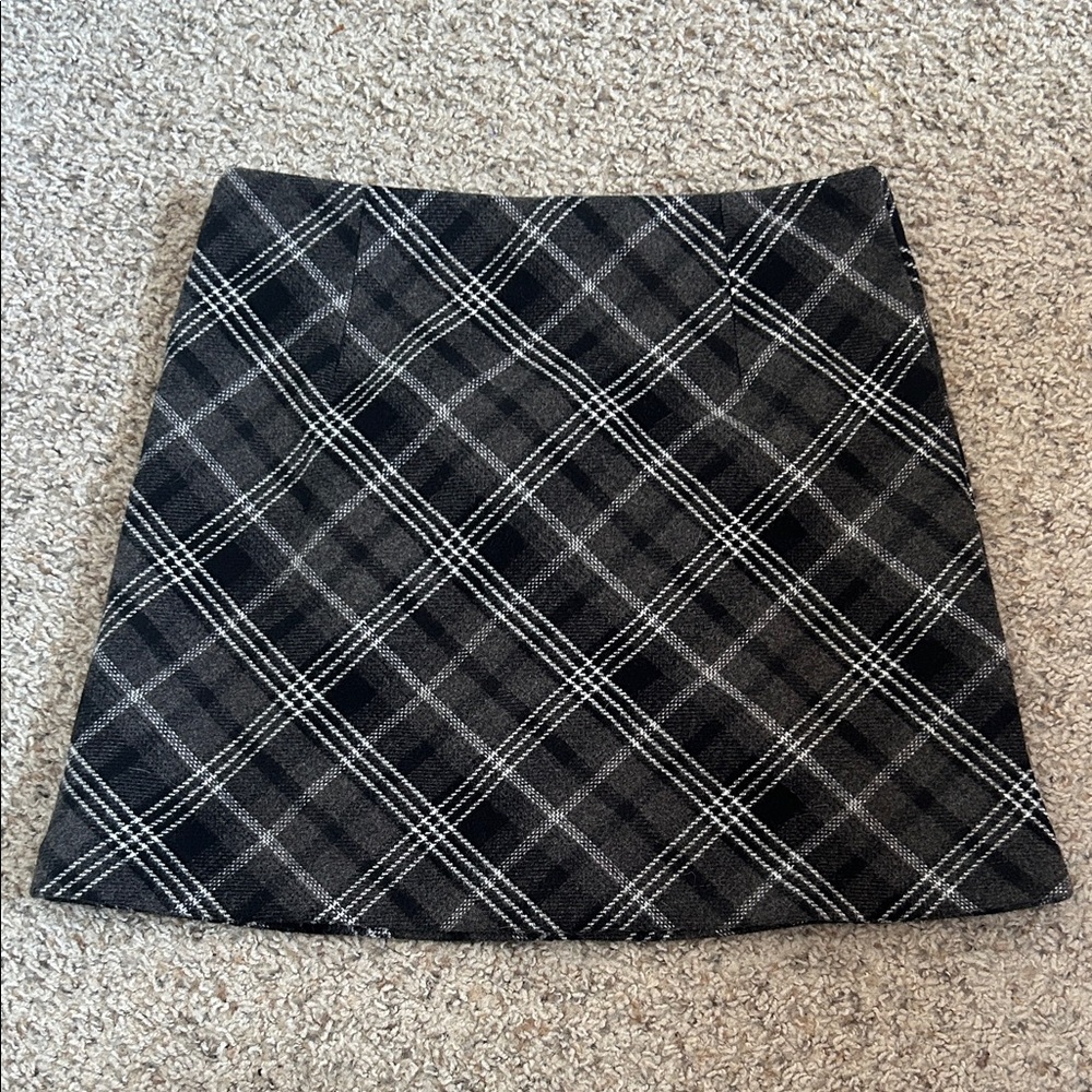 Y2K Vintage Style Plaid Mini Wool Like Skirt